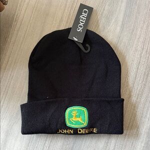 John Deere Black Knit Hat with Logo
